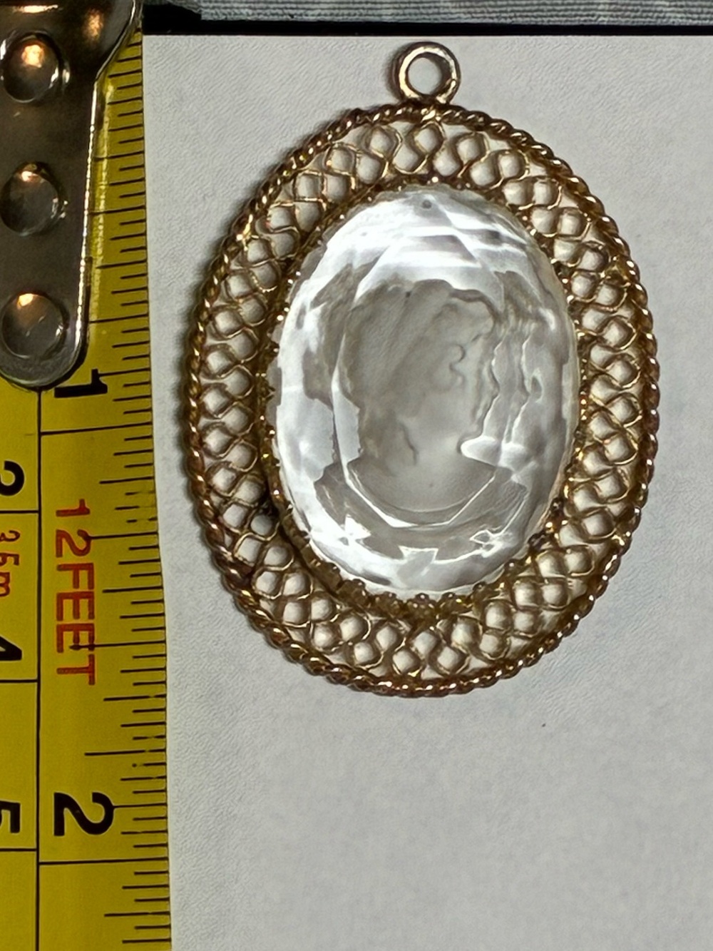 Vintage Whiting & Davis Intaglio Cameo Pendant - Picture 5 of 5
